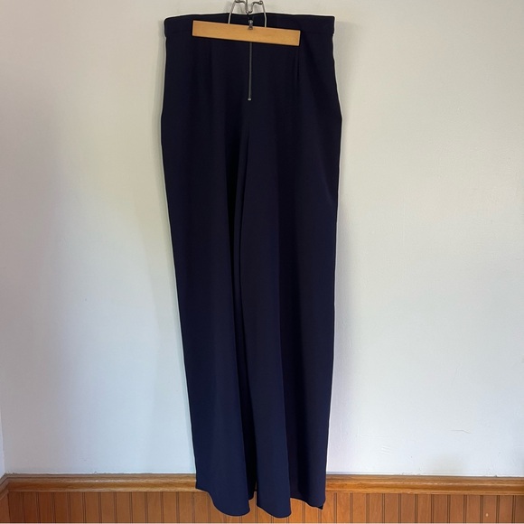 Alice + Olivia Larissa trousers navy high waisted medium flowy split leg tulip - Picture 8 of 15